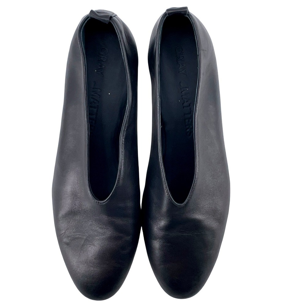 Gray Matters Womens Combi Pump Architectural Block Heel Black Leather EXCELLENT